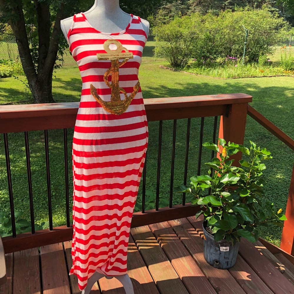 Sequin anchor maxi dress
